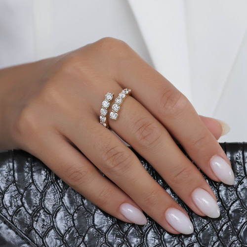 טבעת יהלומים בעיצוב פתוח 2.13CT זהב 14K