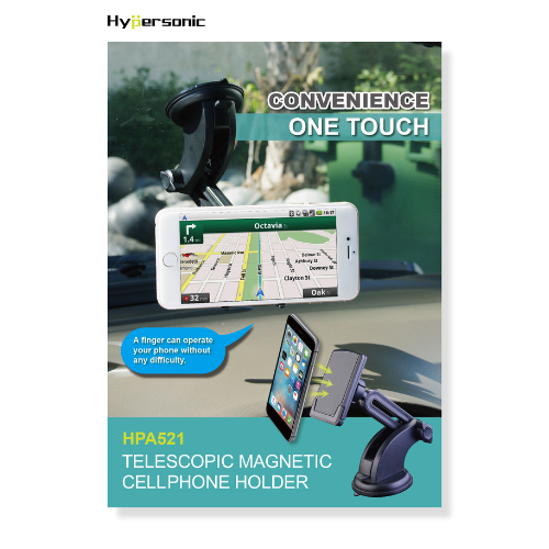 מעמד לטלפון נייד מגנט שחור זרוע ואקום לשמשה HYPERSONIC