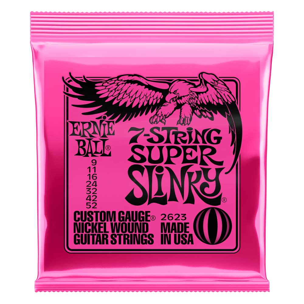 סט מיתרים לגיטרה חשמלית Ernie Ball 2623 7-String Super Slinky Nickel Wound 9-52