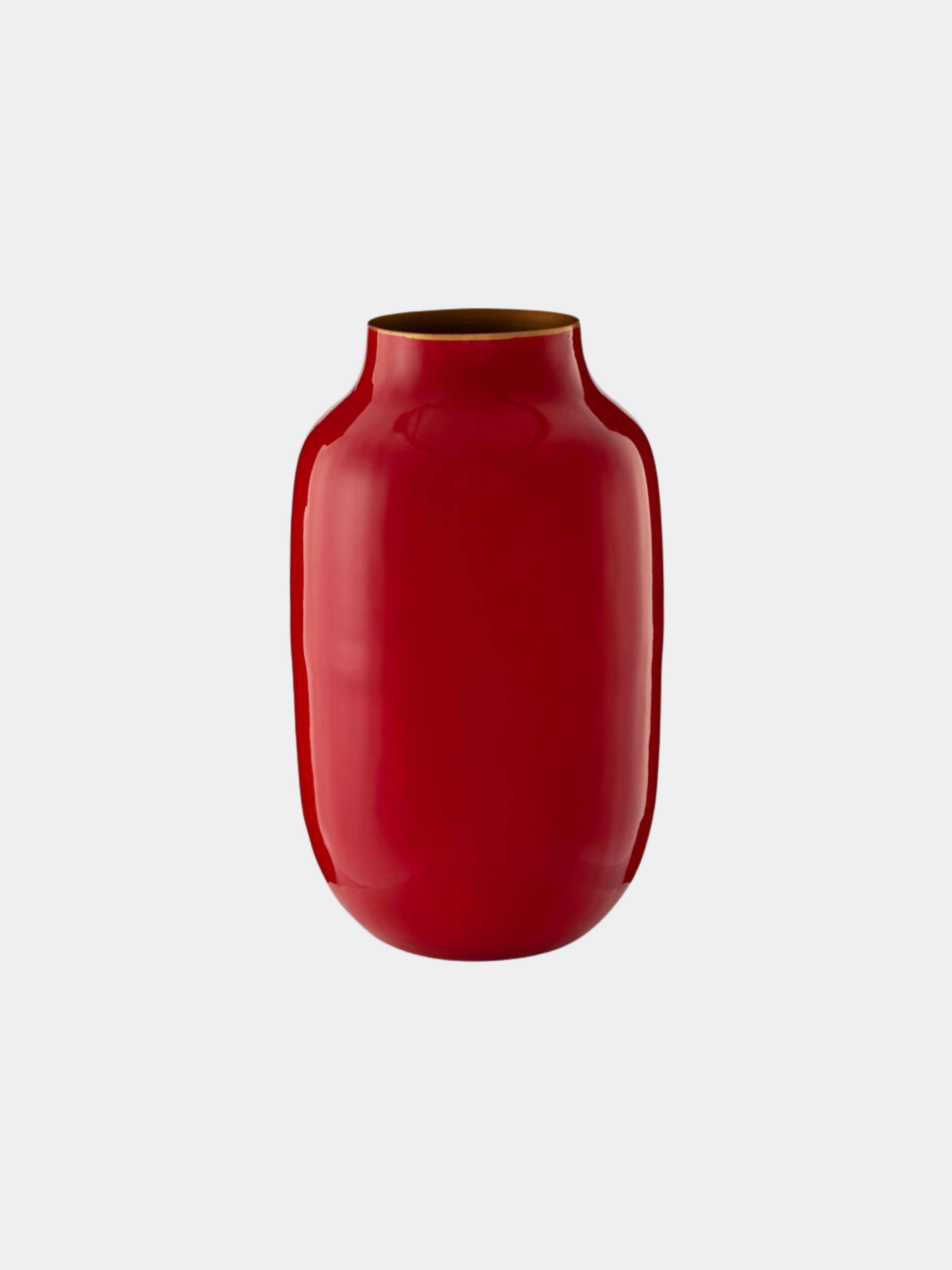 Home Decor אגרטל מתכת עגול גובה 14 ס”מ אדום פיפ סטודיו
