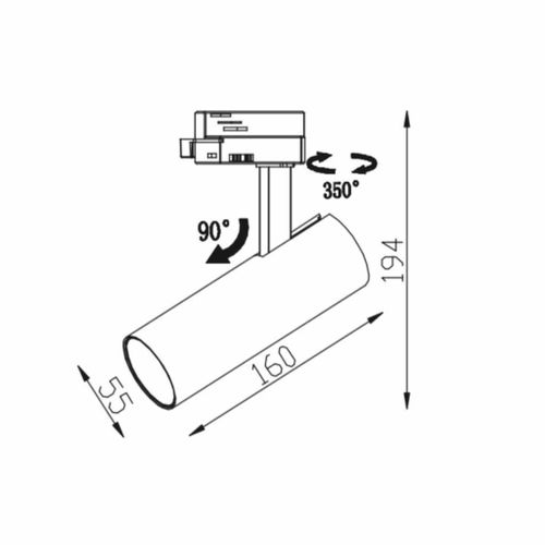ספוט צילינדר לפס צבירה חד פאזי 15W CCT שחור / לבן
