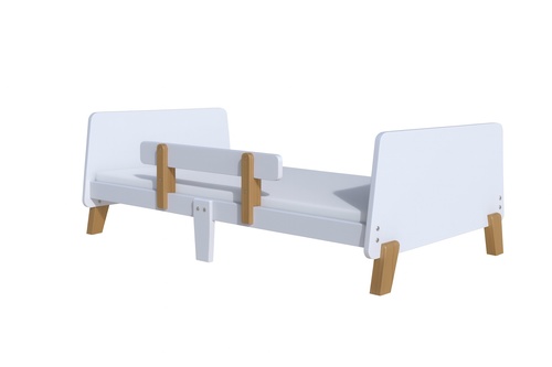 מיטה מעוצבת מעץ MDF עם רגליים מעץ מלא – מיטה לילדים