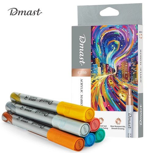 סט טוש אקרילי מטאלי 6 גוונים DMAST