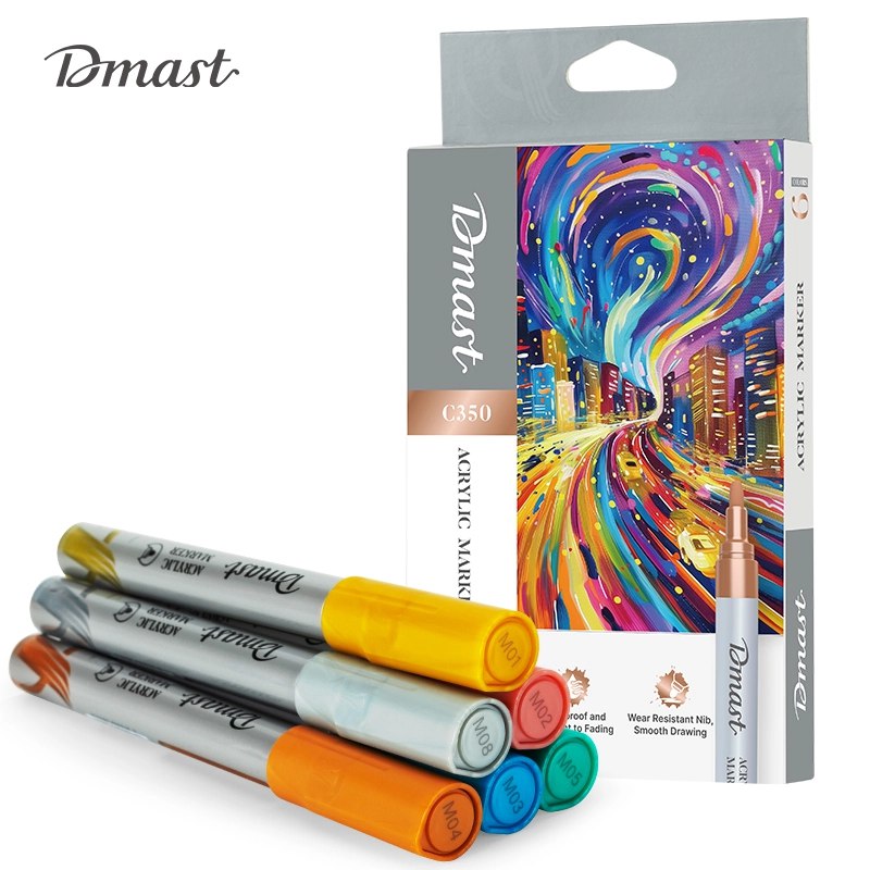 סט טוש אקרילי מטאלי 6 גוונים DMAST