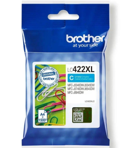 דיו מקורי כחול Brother LC422XLC להדפסות מדויקות ועד 1500 עמודים