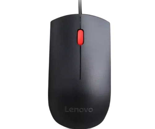 עכבר USB שחור Lenovo Essential עם חיבור פשוט ומהיר