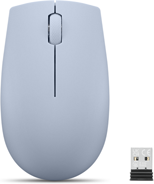 עכבר אלחוטי Lenovo 300 * GY51L15679 * Frost Blue עם חיבור יציב בטכנולוגיית 2.4GHz, חיישן אופטי מדויק ועיצוב ארגונומי נוח