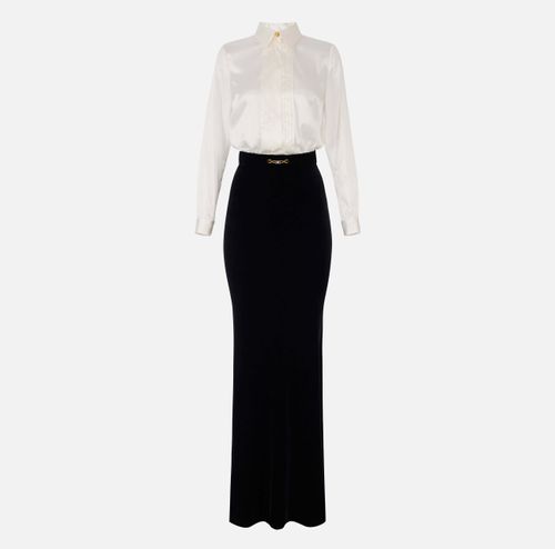 Red Carpet dress in satin and velvet fabric