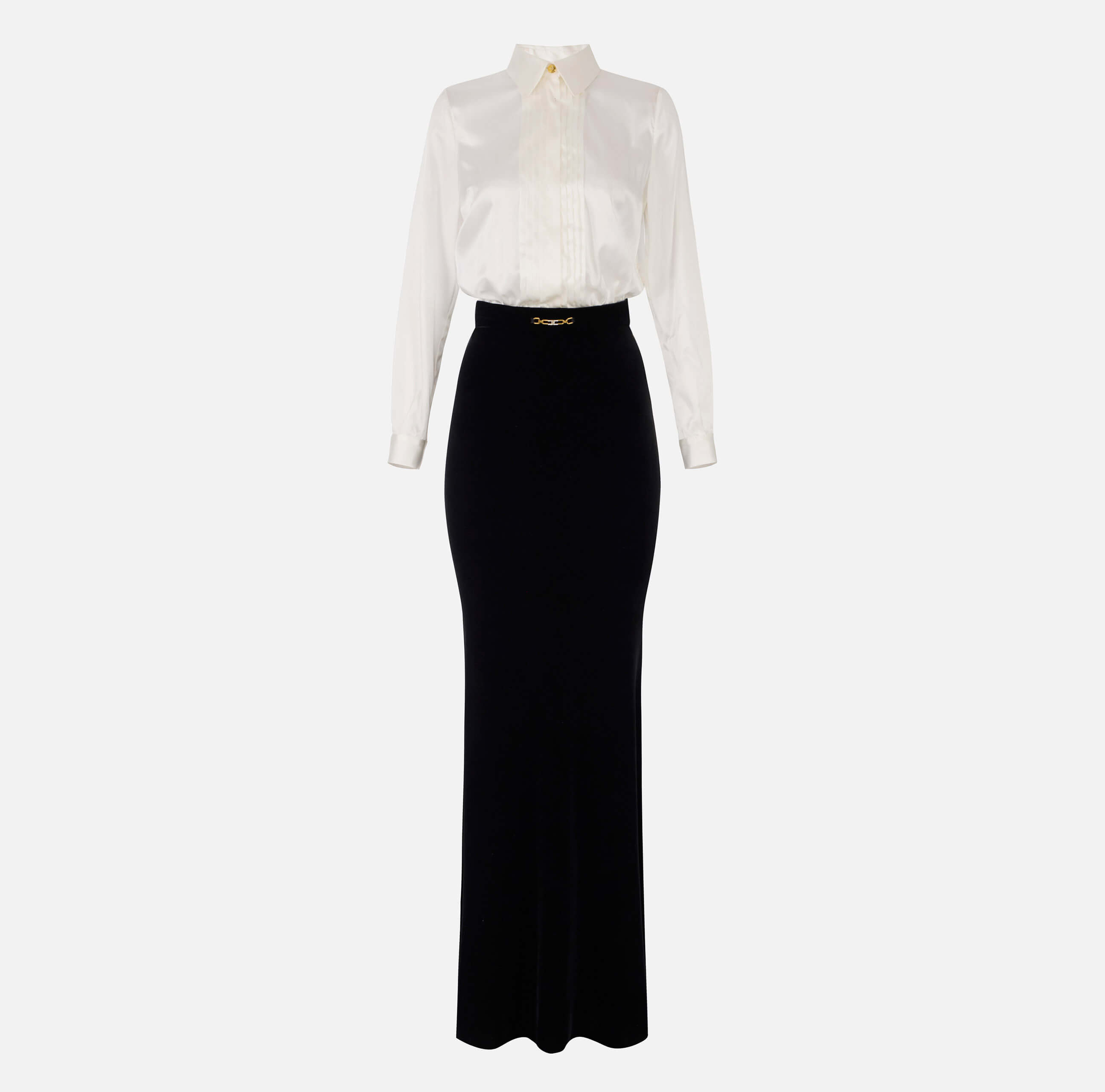 Red Carpet dress in satin and velvet fabric