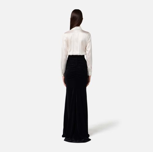 Red Carpet dress in satin and velvet fabric
