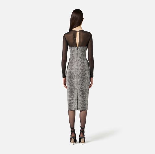 Dress in tulle, satin and crêpe with python print