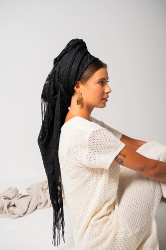 מטפחת מרובעת חגיגית תפארת שחורה