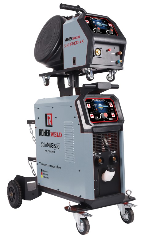 רתכת MIG אינוורטר תלת פאזי סינרגטית/פולס 500A מסך LCD + מזין חיצוני ROHER