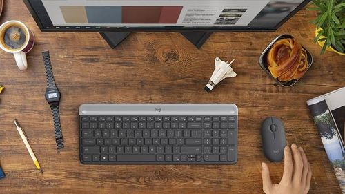 סט מקלדת ועכבר אלחוטי Logitech SLIM MK470 E.H Grey בעיצוב דק ומודרני