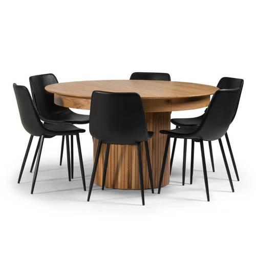 MINI HERMON SET | סט פינת אוכל עגולה נפתחת עד 240 ס״מ דגם מיני חרמון כולל 4 כיסאות מרופדים
