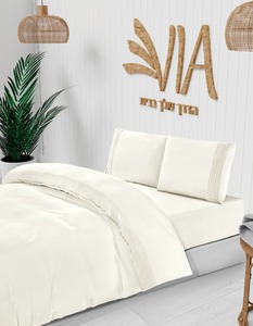 סט מצעים יוקרתי דגם הרודס – מיטת יחיד סאטן אל קמט עם תחרה