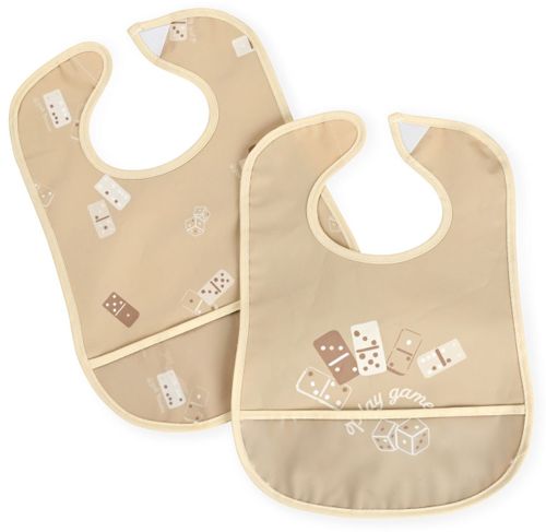 זוג סינרי PVC לתינוק עם כיס ותיפור היקפי - דומינו