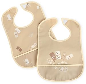 זוג סינרי PVC לתינוק עם כיס ותיפור היקפי - דומינו