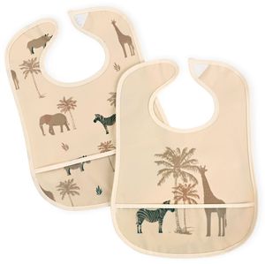 זוג סינרי PVC לתינוק עם כיס ותיפור היקפי - סאוונה