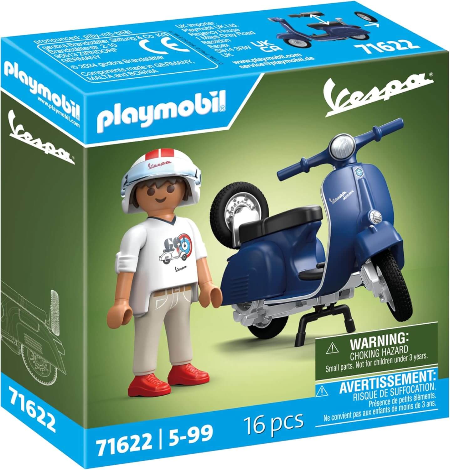 משחק פליימוביל 1969 Vespa 150 Sprint Veloce - כחול לגילאי 5+