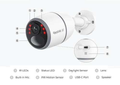 מצלמת אבטחה 4K חכמה עם סוללה ו-Reolink Go Ultra - LTE
