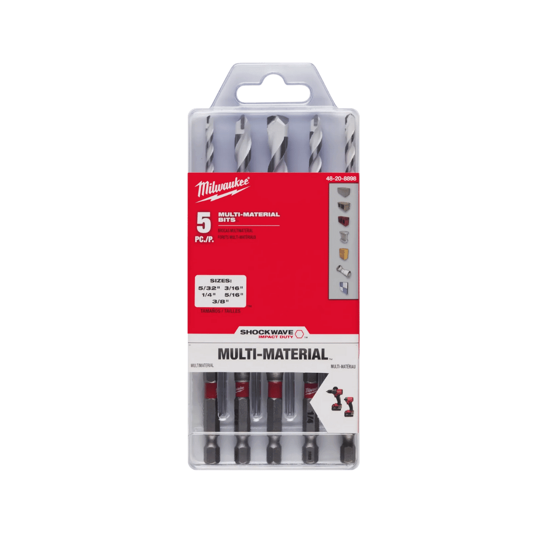 סט מקדחי קרביד רב־חומרי מילווקי Milwaukee SHOCKWAVE™ Impact Duty דגם 48-20-8898 – 5 יחידות הקס 1/4"