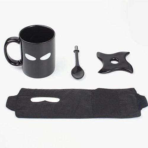 ספל נינג'ה עם תחתית וכפית חרב סמוראי Ninja