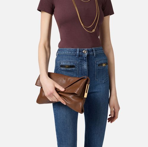 Leather over-the-shoulder bag