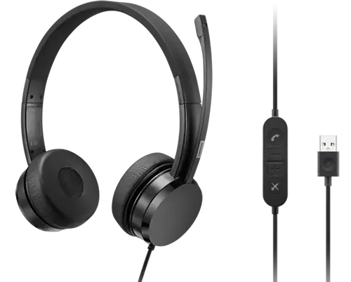 אוזניות LENOVO USB-A Wired Stereo On-Ear Headset (with Control Box) 4XD1K18260