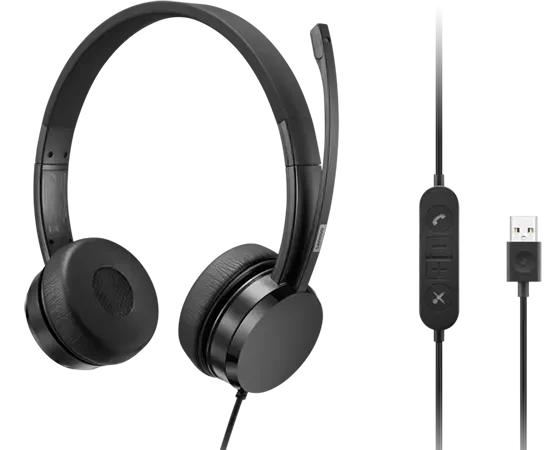 אוזניות LENOVO USB-A Wired Stereo On-Ear Headset (with Control Box) 4XD1K18260