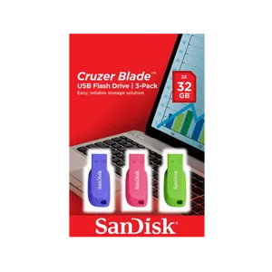 SanDisk Cruzer Fit 3 יחידות 32GB