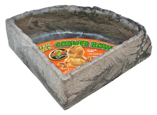זואו מד קערת Repti Rock פינתית — מגוון גדלים | Zoo Med Repti Rock Corner Bowl 