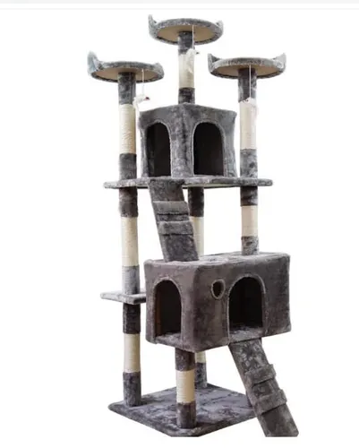 LUXURIOUS מתקן משחק ענק ומפואר עם בית ורמפה לחתול כולל מגרדת בצבע אפור  172 ס&quot;מ