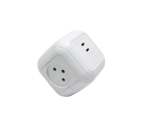 מפצל חשמל 1 ל-4 קוביה עם 2 חיבורים TYPE-C