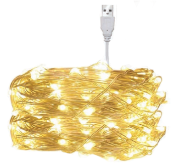 שרשרת לד USB, אור חם, 10 מ' לדים + 2 מטר מאריך, אור יציב חם 3000K - OMEGA