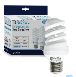 נורות CFL ספירלה חסכוניות - שלישיה בקופסה 23W אור יום