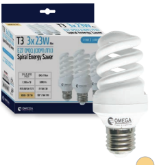 נורות CFL ספירלה חסכוניות - שלישיה בקופסה 23W אור חם