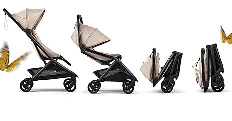 טיולון בוגבו בטרפליי 2 Bugaboo Butterfly קומפקטי מגיל לידה עם קיפול ביד אחת ואישור עלייה למטוס- חול מדבר