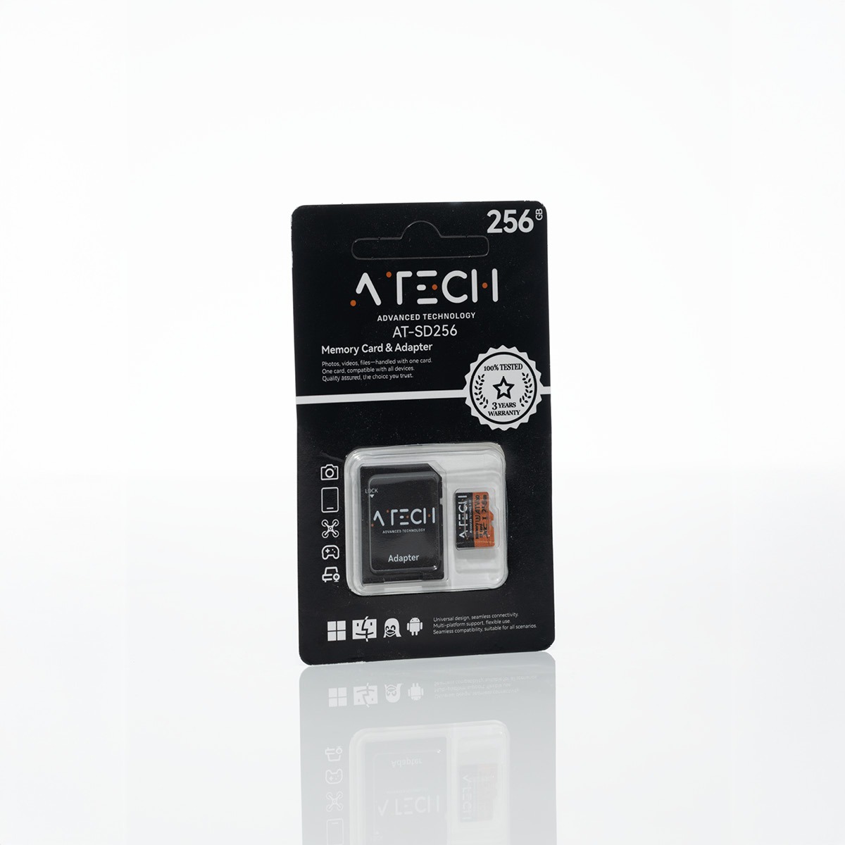 כרטיס זיכרון MicroSD בנפח 256GB – דגם AT-SD256 מבית ATech