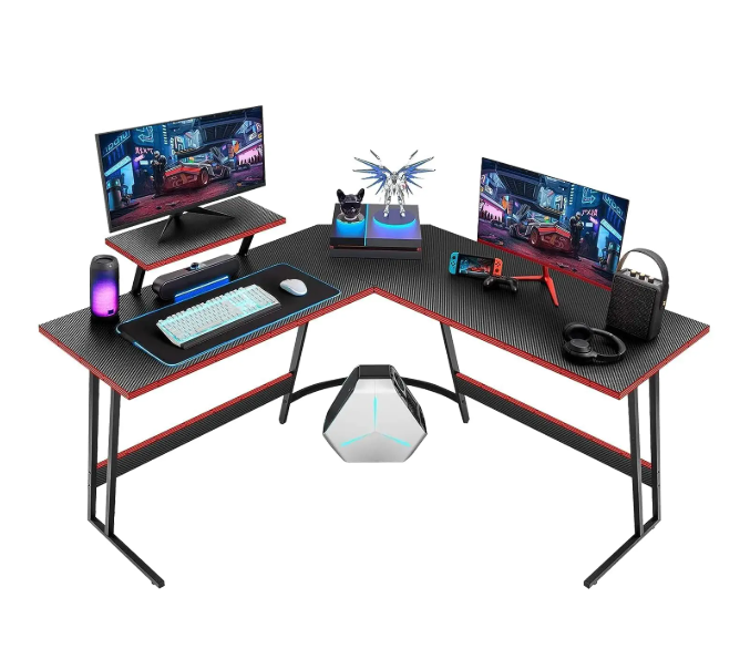 שולחן גיימינג זוויתי בצורת L שחור/אדום Xtrike Me DK-04 Gaming