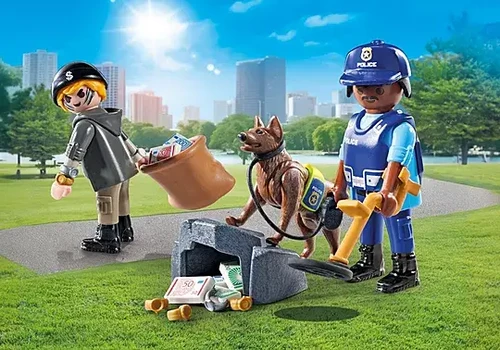 משחק פליימוביל שוטר, כלב גישוש, גנב ואביזרים לגילאי 4+