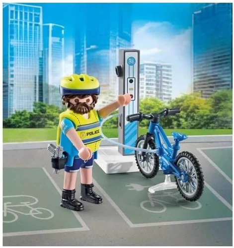 משחק פליימוביל שוטר רוכב אופניים ועמדת טעינה חשמלית לגילאי 4+
