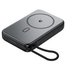 מטען נייד מגנטי (סוללת גיבוי) 10000mAh לטעינה אלחוטית מהירה 22.5W, אפור מטאלי