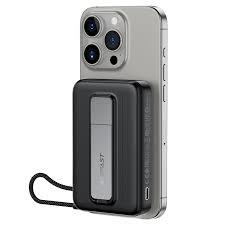 מטען נייד מגנטי (סוללת גיבוי) 10000mAh לטעינה אלחוטית מהירה 22.5W, אפור מטאלי