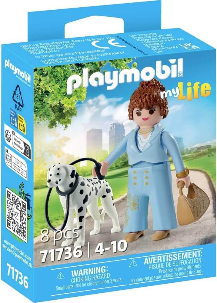 משחק פליימוביל אשת עסקים עם תיק יד וכלב דלמטי שלה לגילאי 4+