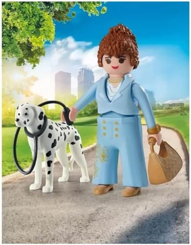 משחק פליימוביל אשת עסקים עם תיק יד וכלב דלמטי שלה לגילאי 4+