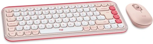 מקלדת ועכבר אלחוטיים Logitech POP ICON ורוד לוג'יטק 
