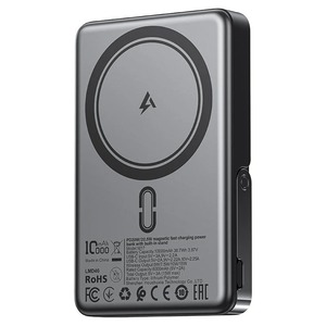 מטען נייד (סוללת גיבוי) 10000mAh לטעינה אלחוטית מגנטית מהירה PD22.5W, סטנד מובנה