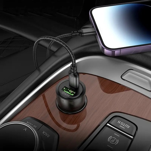 ראש מטען מהיר לרכב, 2 יציאות (USB-C+USB-A)