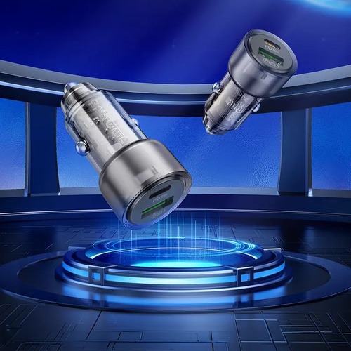 ראש מטען מהיר לרכב, 2 יציאות (USB-C+USB-A)